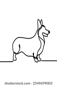 Corgi cachorro Um Desenho de Linha