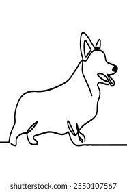 Corgi cachorro Um Desenho de Linha