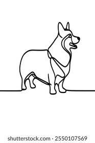 Corgi perro una línea de dibujo