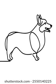 Corgi cachorro Um Desenho de Linha