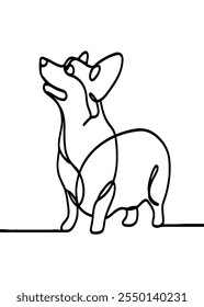 Corgi cachorro Um Desenho de Linha