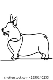 Corgi cachorro Um Desenho de Linha