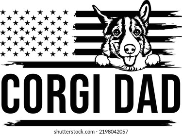 Corgi dog owner pet lover EPS for DAD patriotic theme flag