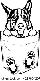 Corgi dog owner pet lover EPS cute pocket art ripped style