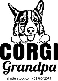 Corgi dog owner pet lover EPS  for grandpa cute drawing theme