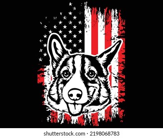 Corgi dog owner pet lover EPS distressed USA flag 