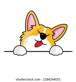 Corgi Dog Peeking Cartoon Graphic Vector Illustration