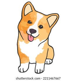 Corgi Hund Farbige Zeichnung