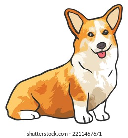 Corgi Dog Pet Colored Drawing