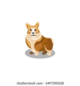 Corgi dog. Raster illustration in flat cartoon style