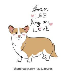 Corgi dog, short on leg long on love cartoon vector illustration