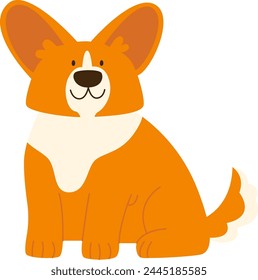 Corgi Dog Sitting Vector Illustration