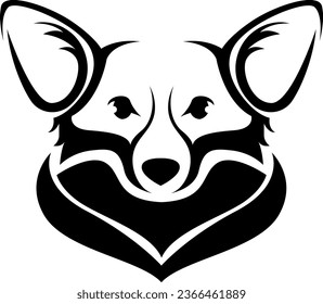 Corgi dog tattoo, tattoo illustration, vector on a white background.