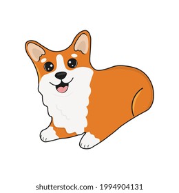 Corgi dog vector cartoon illustration. Cute friendly welsh corgi puppy, isolated on white background. Great for icon, symbol, card, children's book