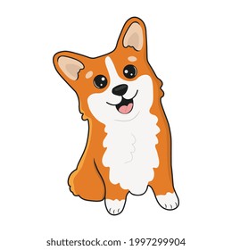 Corgi dog vector cartoon illustration. Cute friendly welsh corgi puppy, isolated on white background. Great for icon, symbol, card, children's book