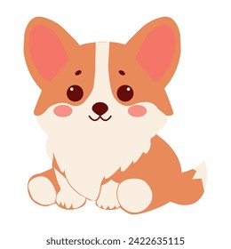 Corgi dog vector cartoon illustration. Cute friendly welsh corgi puppy, isolated on white background. Great for icon, symbol, card, children s book