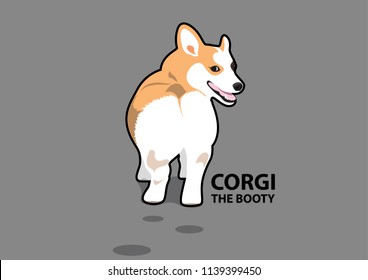 Corgi Dog Vector in Minimal Style is walking on the street and look back at you. Corgi dog logo symbol for your variety design.