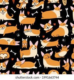 Corgi dogs collection. Seamless Pattern background for your design