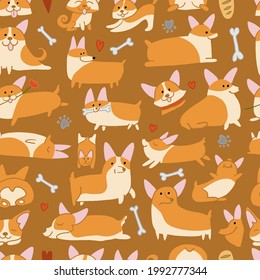 Corgi dogs collection. Seamless Pattern background for your design