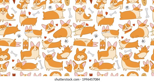 Corgi dogs collection. Seamless Pattern background for your design