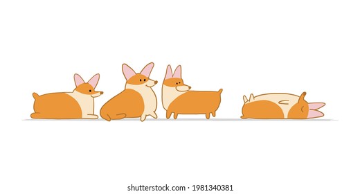 Corgi dogs family. Funny Puppy. Sketch for your design