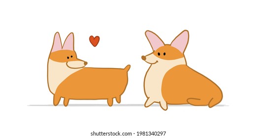 Corgi dogs. Funny Puppy. Sketch for your design