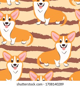 Corgi, dogs, puppies, animal vector seamless pattern. Concept for wallpaper, wrapping paper, cards 