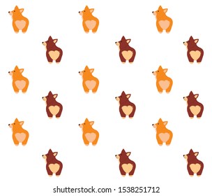 Corgi dogs seamless transparent pattern