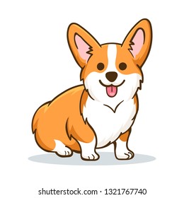 Corgi. Funny orange smiling welsh corgi vector illustration, cute comic canine character