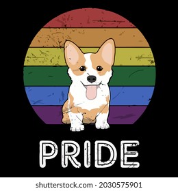 corgi gay pride lgbt colorful support lgbt art baseball vector design illustration print wall art poster canvas