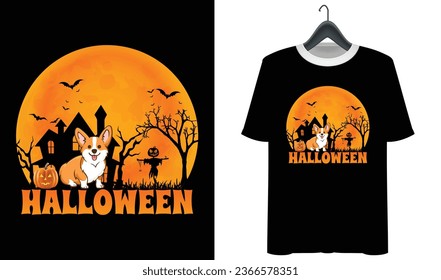 Corgi Halloween Night Party T shirt Design