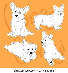 Corgi are hand drawn in vector.