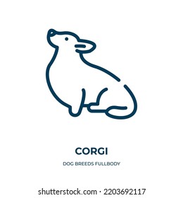Corgi icon. Linear vector illustration from dog breeds fullbody collection. Outline corgi icon vector. Thin line symbol for use on web and mobile apps, logo, print media.