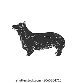 Corgi Icon Silhouette Illustration. Dog Animal Vector Graphic Pictogram Symbol Clip Art. Doodle Sketch Black Sign.