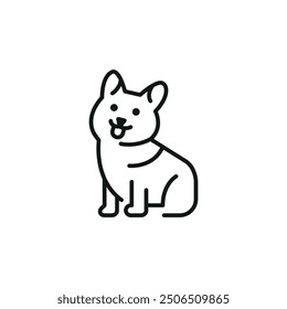 Corgi icon. A simplified representation of a seated corgi, often a symbol of loyalty, companionship, and domestic life. Perfect for use in pet care, veterinary services. Vector illustration 