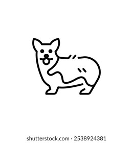 Corgi-Symbol. Eine vereinfachte Darstellung eines sitzenden Corgis, der oft ein Symbol für Loyalität, Kameradschaft und häusliches Leben ist. Perfekt für den Einsatz in der Tierpflege, Veterinärdienste. Vektorgrafik 