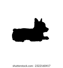 Corgi lies Dog puppies silhouette. Baby dog silhouette Puppy breeds 