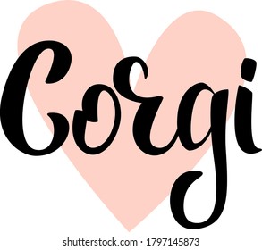 Corgi lover lettering. Handwritten vector illustration. 