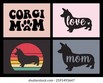 corgi mom t shirt design bundle