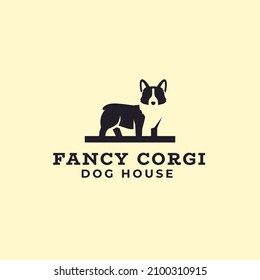 Corgi negative space dog logo mascot icon illustration