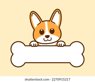 Corgi Over Bone Banner or Name Tag