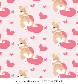 Corgi pattern vector heart pink