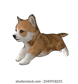 Corgi cachorrinho cão animal vetor ilustração isolado modelo de design incrível para adesivo ou logotipo