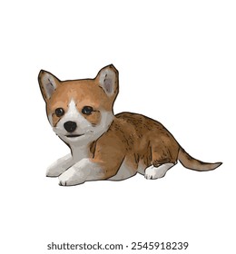 Corgi cachorrinho cão animal vetor ilustração isolado modelo de design incrível para adesivo ou logotipo