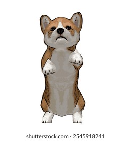 Corgi cachorrinho cão animal vetor ilustração isolado modelo de design incrível para adesivo ou logotipo