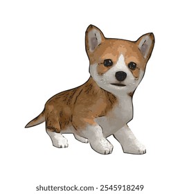 Corgi cachorrinho cão animal vetor ilustração isolado modelo de design incrível para adesivo ou logotipo