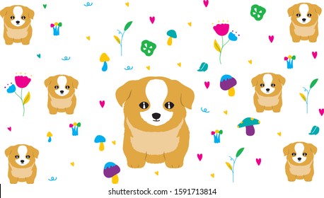 Corgi puppy dog cartoon vector cute style
