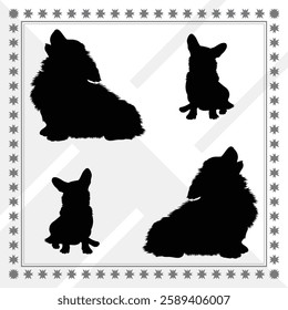 Corgi Silhouette, Corgi illustration, Corgi icon Silhouette, Corgi Silhouette illustration