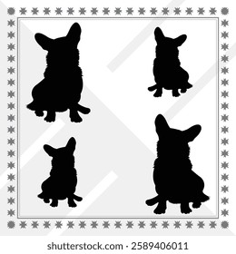 Corgi Silhouette, Corgi illustration, Corgi icon Silhouette, Corgi Silhouette illustration