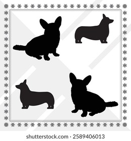 Corgi Silhouette, Corgi illustration, Corgi icon Silhouette, Corgi Silhouette illustration